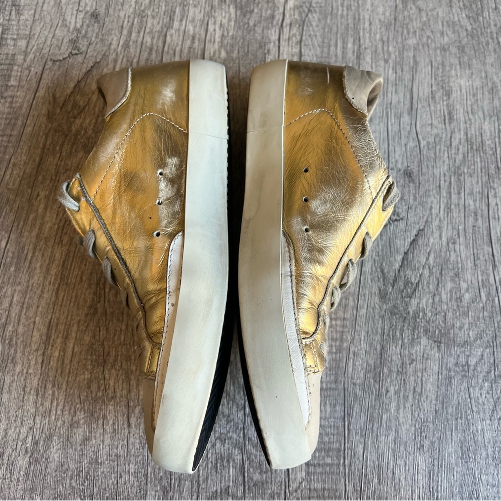 Golden Goose Superstar Gold Leather Star Sneakers Distressed Low Top Size (X) - Picture 4 of 16